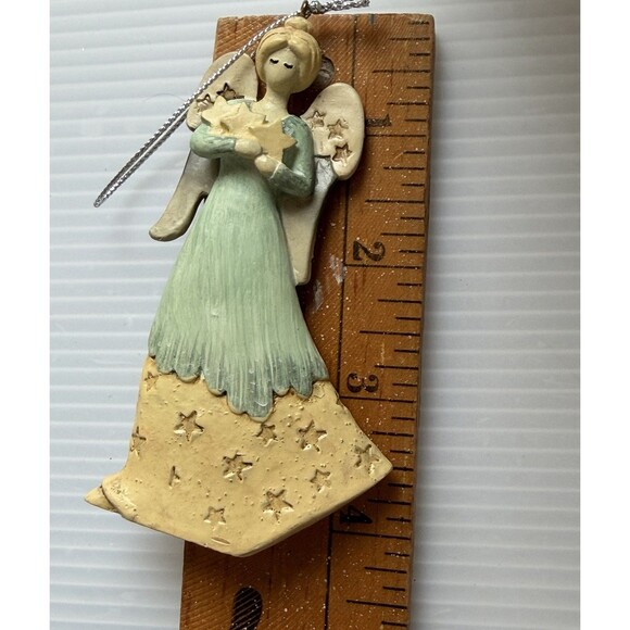 Encore Christmas Angel Ornament Starlight Resin 4” Figurine Vtg 1990s Primitive - Picture 8 of 8